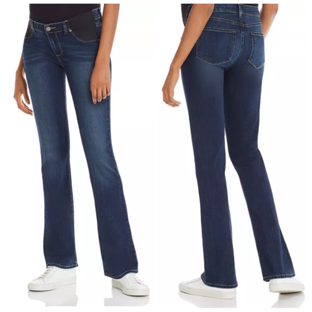 PAIGE Women's Boot Cut Maternity Jeans - Dark Blue Manhattan Wash